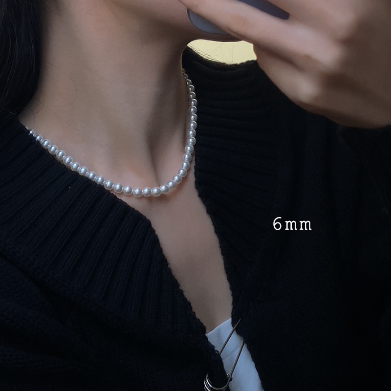 Classic White Pearl Necklace with Sterling Silver Clasp